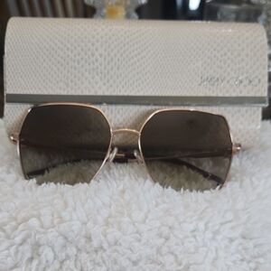 Jimmy Choo Rose Gold Sunglasses with Cream Case